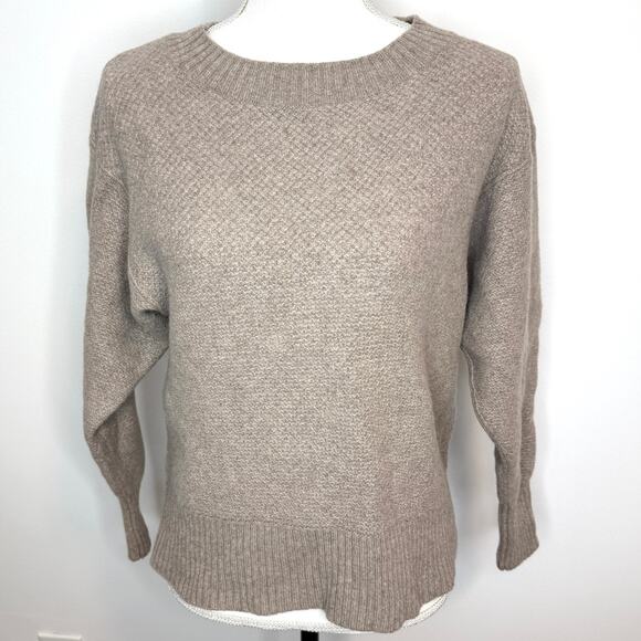 Everlane Recashmere Stoopwafel Crewneck Sweater In Heathered Sand Size Medium - Picture 3 of 13